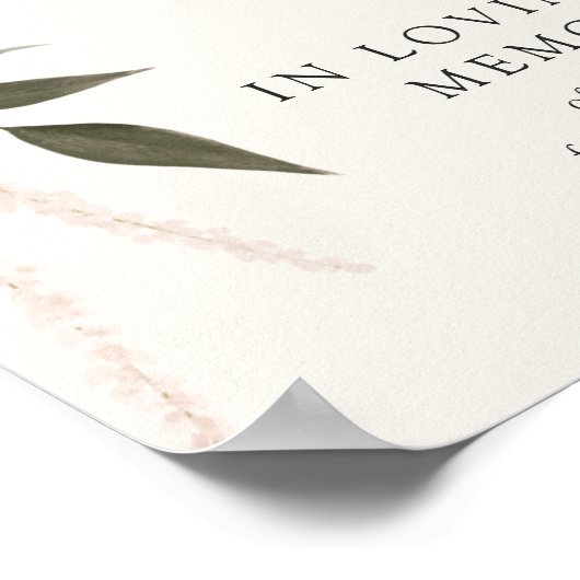 Poster Panneau de mariage floral élégant en prune en souv (Coin)