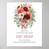 Poster Panneau de mariage Floral Marsala Rouge Profond Oh (Devant)