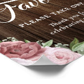 Poster Panneau de mariage floral rose pâle rustique (Coin)