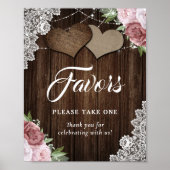 Poster Panneau de mariage floral rose pâle rustique comme (Devant)