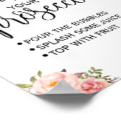 Poster Panneau de mariage floral rose pour prosecco à per (Coin)
