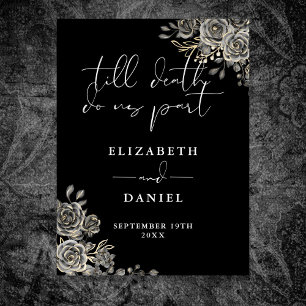 Poster Panneau de mariage floral Roses gothiques noir et