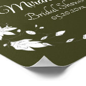 Poster Panneau de mariage floral vert et blanc d'automne (Coin)