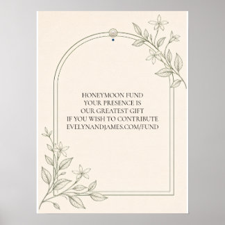 Poster Panneau de mariage Fond de Lune de Miel Botanique