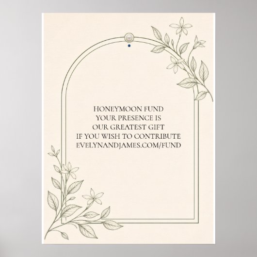 Poster Panneau de mariage Fond de Lune de Miel Botanique (Devant)