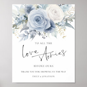 Poster Panneau de mariage Histoires d'amour bleues floral