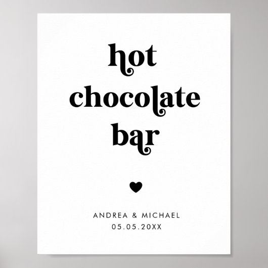 Poster Panneau de mariage hivernal Retro Script Hot Choco (Devant)