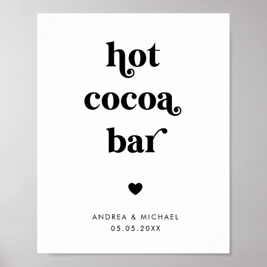 Poster Panneau de mariage hivernal rétro Script Hot Cocoa (Devant)