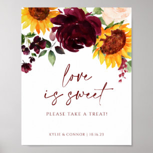 Poster Panneau de mariage - L'amour est doux Tournesol &