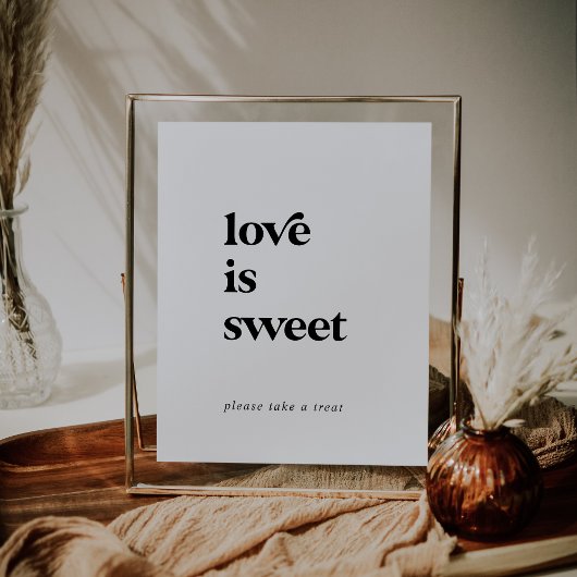 Poster Panneau de mariage Love Is Sweet en typographie no