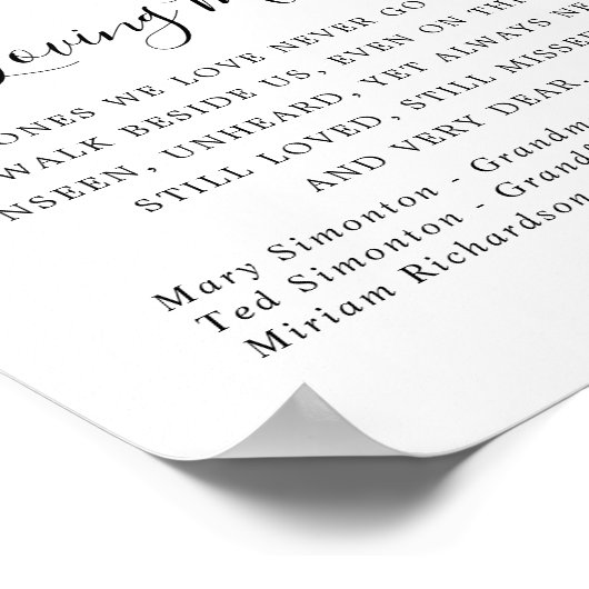 Poster Panneau de mariage mémorial Cœur aquarelle rouge (Coin)