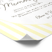 Poster Panneau de mariage mémorial rayé jaune doux (Coin)