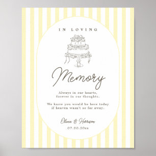 Poster Panneau de mariage mémorial rayé jaune doux