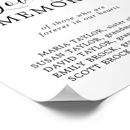 Poster Panneau de mariage mémorial violet sombre en souve (Coin)