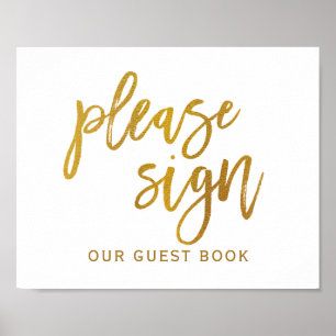 Poster Panneau de mariage "Merci de signer" Typographie
