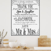 Poster Panneau de mariage Merci Noir & Blanc (Cuisine)