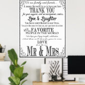 Poster Panneau de mariage Merci Noir & Blanc (Bureau à domicile)