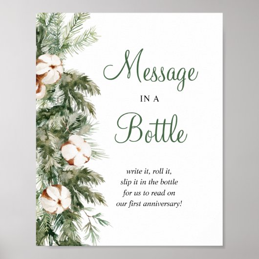 Poster Panneau de mariage : Message d'hiver au pin dans u (Devant)