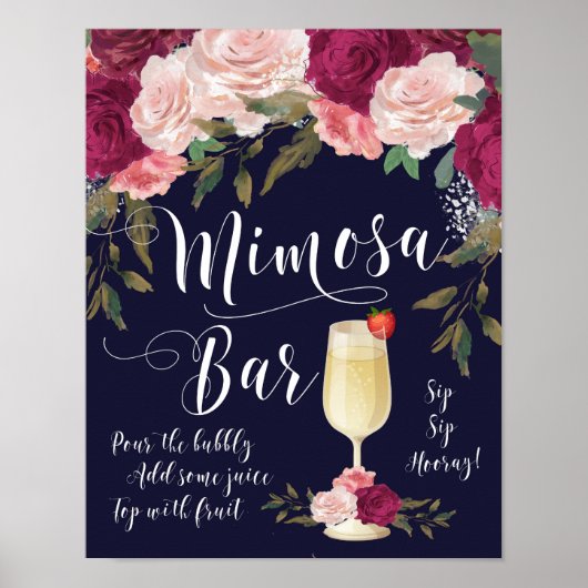 Poster Panneau de mariage Mimosa Bar avec des fleurs mari (Devant)