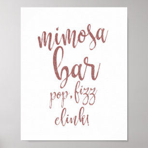 Poster Panneau de mariage Mimosa Bar Rose Gold Glitter 8x