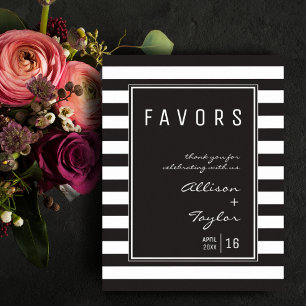 Poster Panneau de mariage minimaliste à rayures noires et