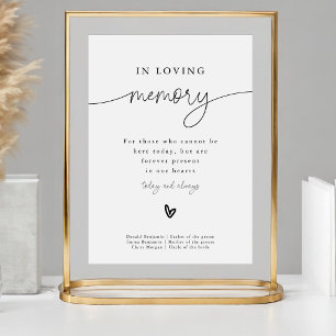 Poster Panneau de mariage minimaliste moderne en souvenir