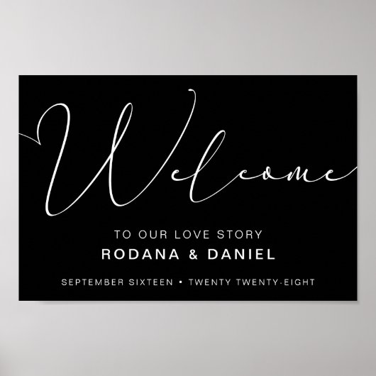 Poster Panneau de mariage noir calligraphié à la main (Devant)