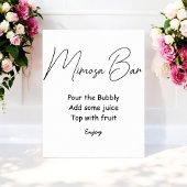 Poster Panneau de mariage noir et blanc du bar Mimosa