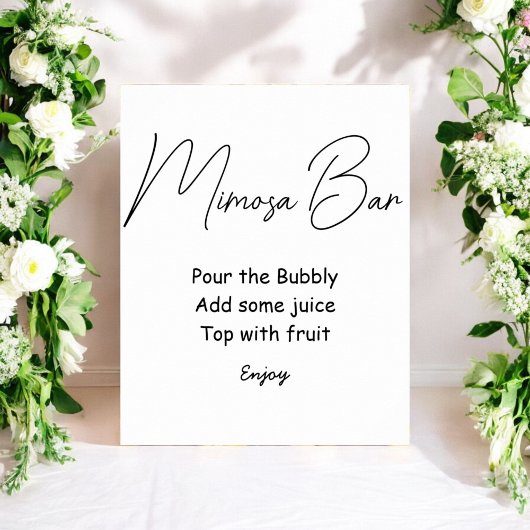 Poster Panneau de mariage noir et blanc du bar Mimosa