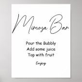 Poster Panneau de mariage noir et blanc du bar Mimosa (Devant)