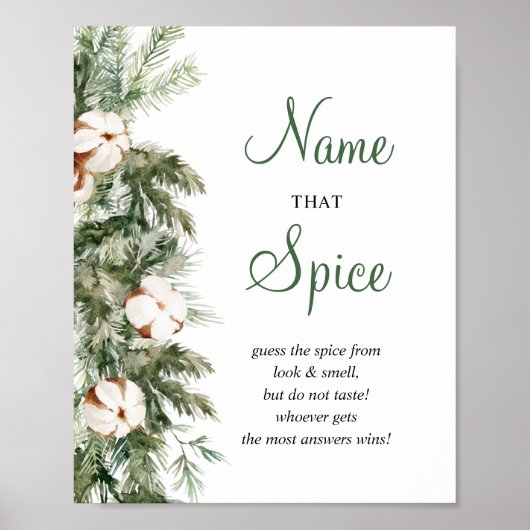 Poster Panneau de Mariage 'Nommez cette Épice' Thème Pin  (Devant)