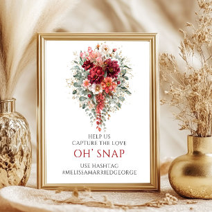 Poster Panneau de mariage Oh Snap Floral Automnal Rouge L