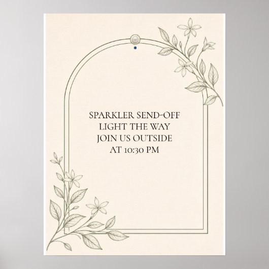 Poster Panneau de mariage Olive Botanical Sparkler Send-O (Devant)