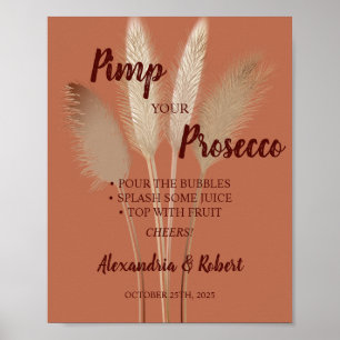 Poster Panneau de mariage Pampas Grass Prosecco à personn
