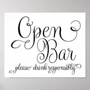 Poster Panneau de mariage - Panneau bar ouvert-