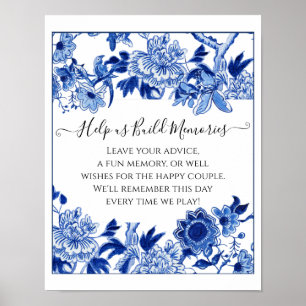 Poster Panneau de mariage personnalisé Jenga 10x12 Bleu B