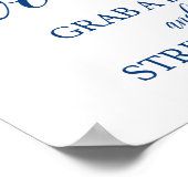 Poster Panneau de Mariage Photomaton Calligraphie Bleu Nu (Coin)