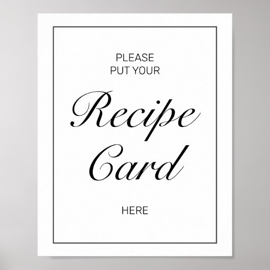 Poster Panneau de mariage pour carte de recette minimalis (Devant)