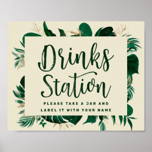 Poster Panneau de mariage pour la station de boissons chi
