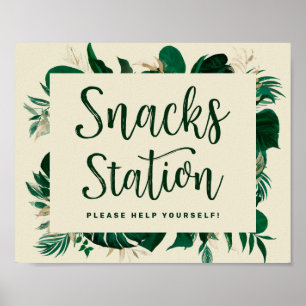 Poster Panneau de mariage pour station de snack avec feui