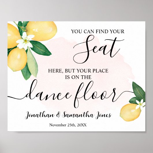 Poster Panneau de mariage Réception Lemons Rose Trouvez V (Devant)