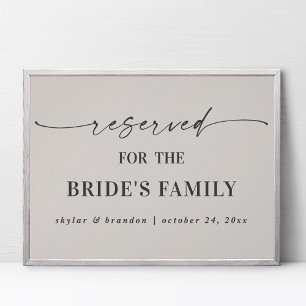Poster Panneau de mariage réservé à la famille de la mari