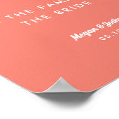 Poster Panneau de mariage réservé rose corail à écriture  (Coin)