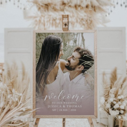 Poster Panneau de mariage rose blush photo de script mode