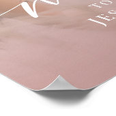 Poster Panneau de mariage rose blush photo de script mode (Coin)