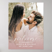 Poster Panneau de mariage rose blush photo de script mode (Devant)