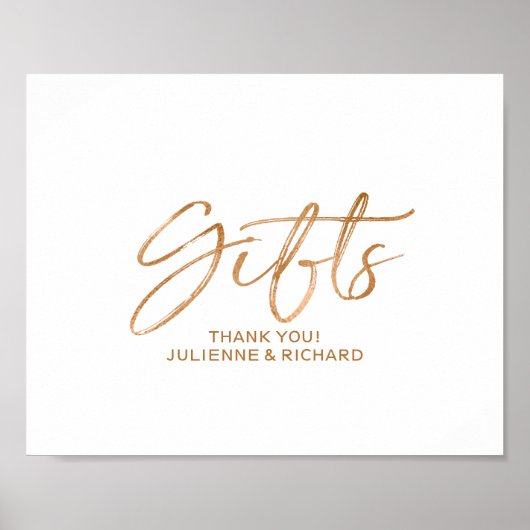Poster Panneau de mariage rose gold écriture stylée 8x10  (Devant)