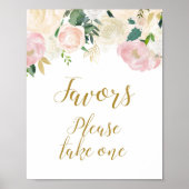 Poster Panneau de Mariage Rose Pâle et Or (Devant)