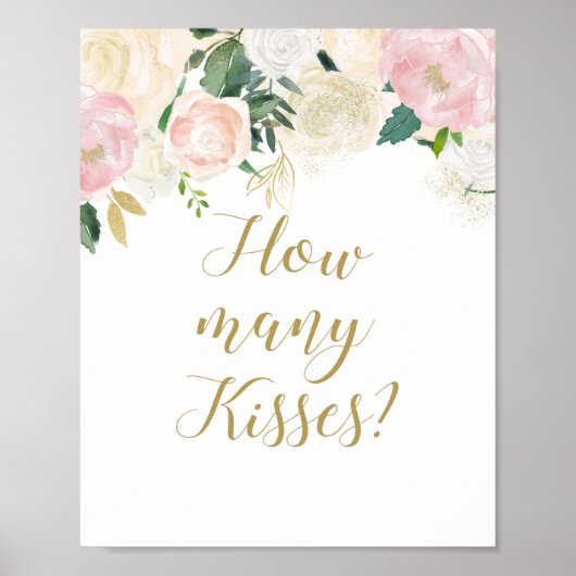 Poster Panneau de Mariage Rose Pâle et Or (Devant)