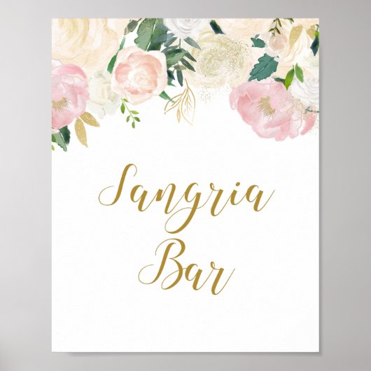 Poster Panneau de Mariage Rose Pâle et Or (Devant)